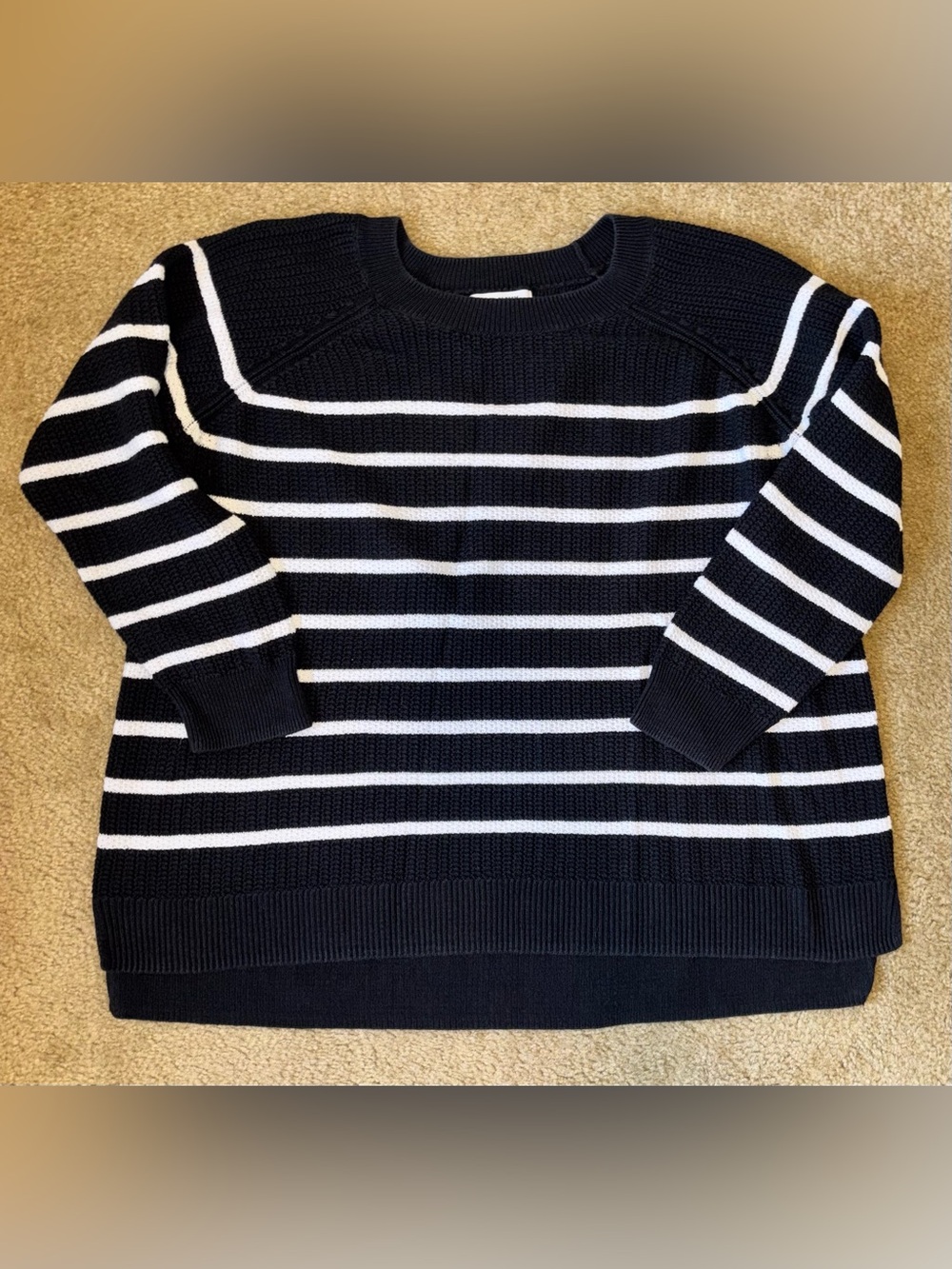 Old Navy Women’s Black and White Striped Crewneck Sweater